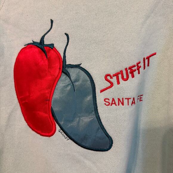 Vintage 90s Funny Sweatshirt Crewneck Santa Fe Hot Peppers Fuego Baseball Size L - Picture 2 of 7